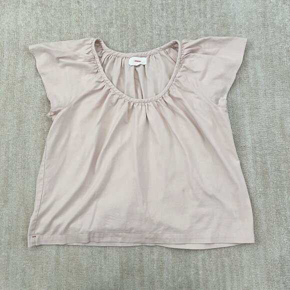 XiRENA Short Sleeve Cotton Flax Popover Blouse Top M Pink - Picture 1 of 10